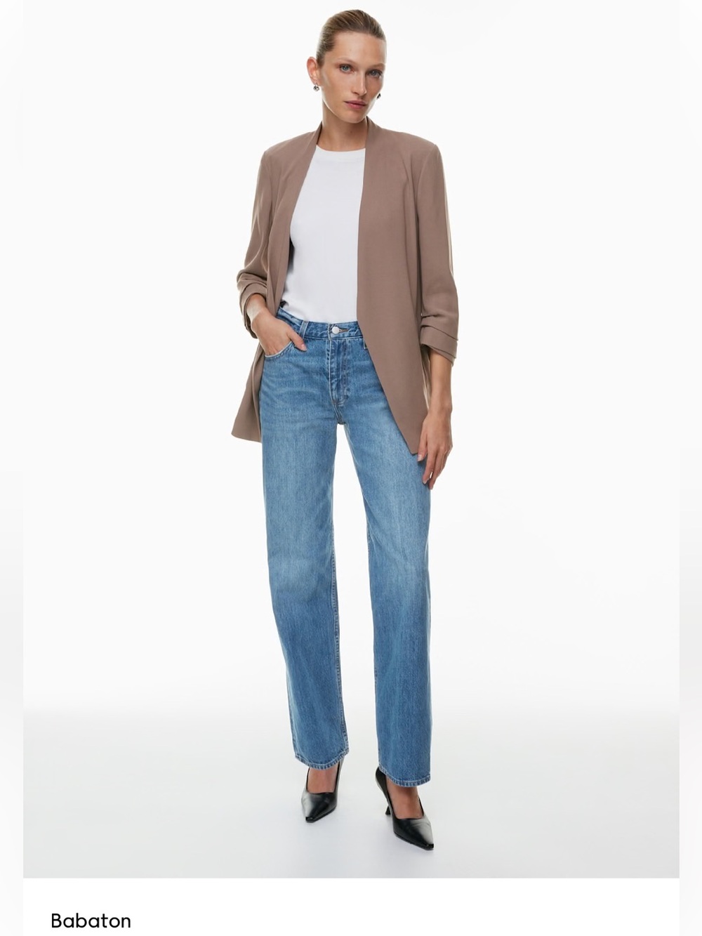 Aritzia Babaton Sz 8 Power Hip Open Front Blazer